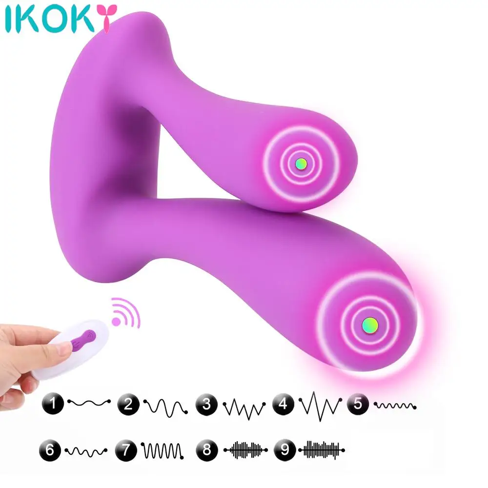 USB Rechargeable 9 Speed G Spot Double Head  Stimulator Anal Massager Wireless Vibrator Sex Toy For Woman