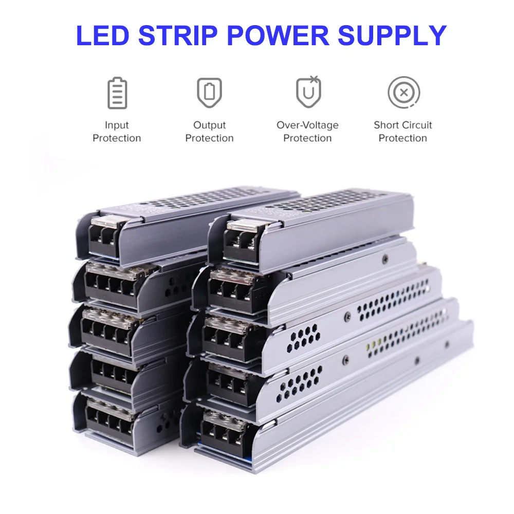 AC/DC 12V 24V Transformer 60W 100W 200W 300W 400W 500W LED Driver Power Supply Super Thin A/D Converter for LED Strip Light Bulb