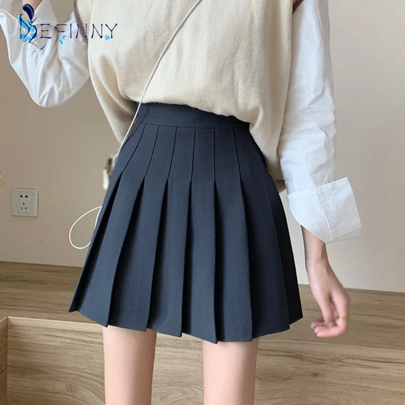 

Pleated Skirt with Underpants Spring Summer Solid Color College Style Skirts High Waist Slim Skirt Wholesale Dropship