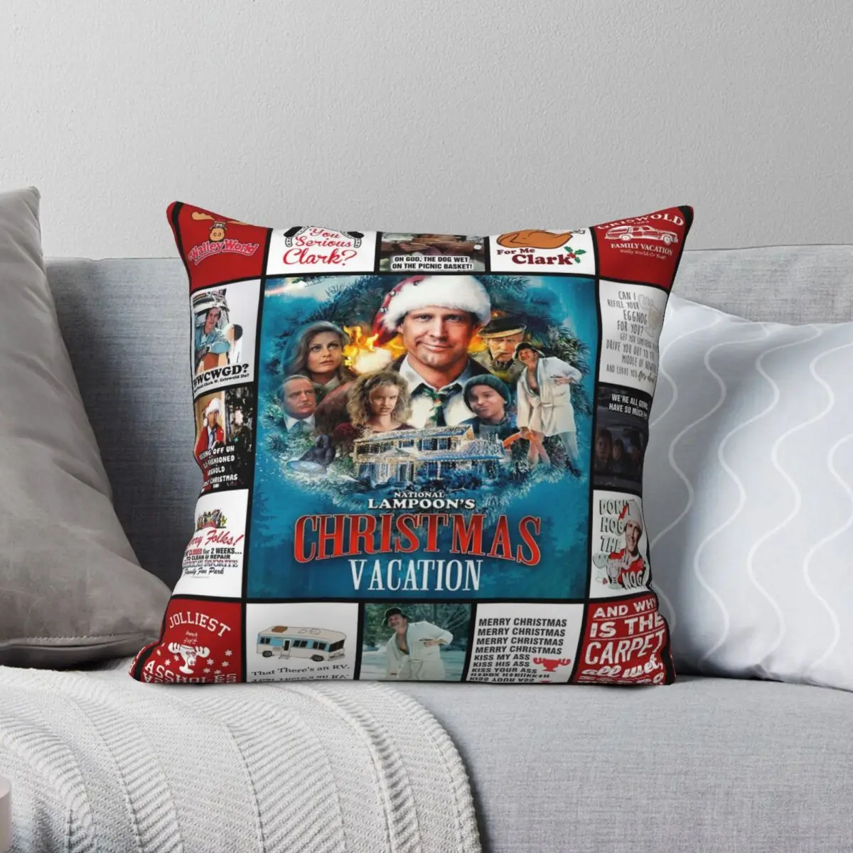 National Lampoon Christmas Vacation Square Pillowcase Polyester Linen Velvet Printed Zip Decor Car Cushion Cover Wholesale 45x45