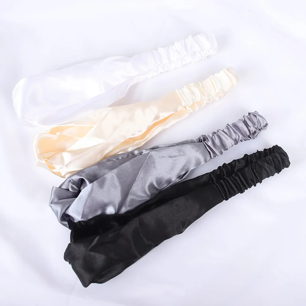 Fashion Silk Satin Headbands Cross Top Knot  Elastic Hair Bands Women Girls Solid Hairbands Scrunchies Turban Hair Accessories