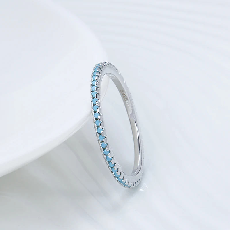 Women's Kinel Tibetan Silver Turquoise Charm Stackable Ring