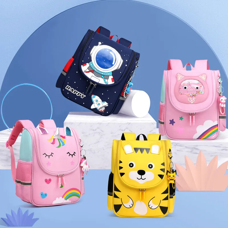 Bolsas para la escuela de niño unicornio Rosa Kawaii anime mochila estudiante de Kindergarten lindo niñas niños mochila impermeable chico