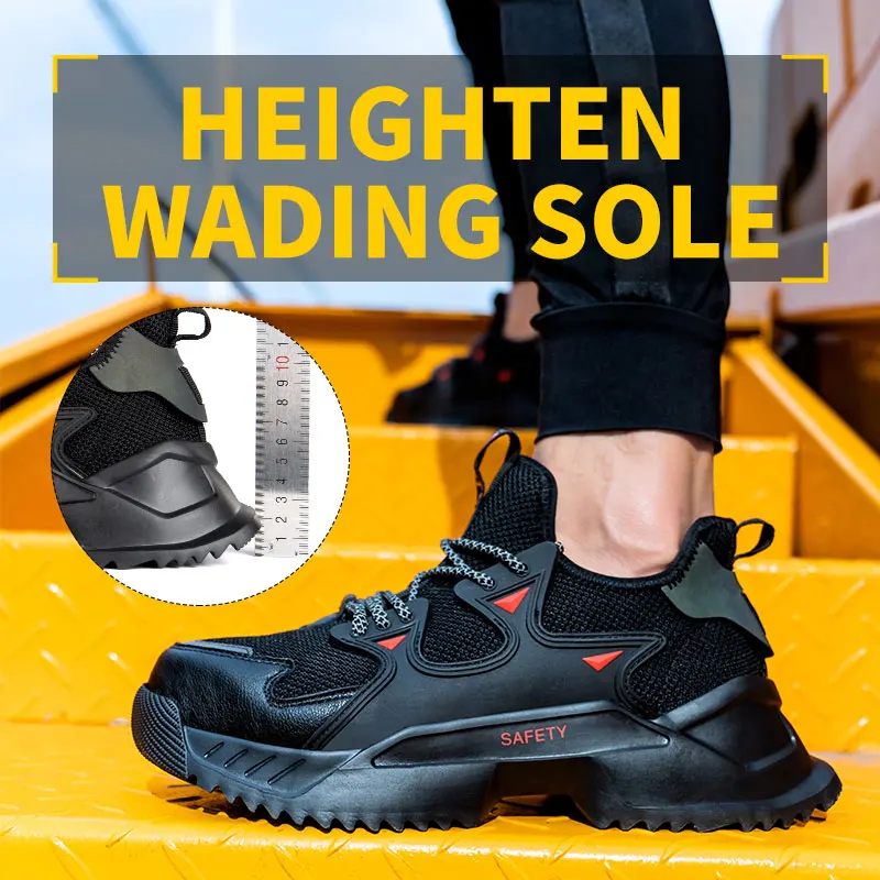 Indestructible Satin Shoes for Men Steel Work Safety Boots Non-slip Breathable Stab Proof Lightweight Comfortable Work Shoes