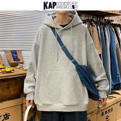 KAPMENTS Oversized Solid 12 Colors Hooded Hoodies For Men 2023 Mens Streetwear Harajuku Sweatshirts Clothes Male Black Pullover