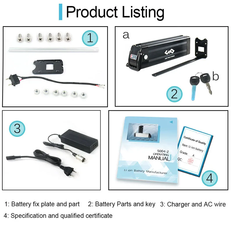 EU Stock 36V Ebike Battery Silver Fish 17.5AH 13Ah Lithium 18650 Cells Pack for Electric Bicycle 200W 350W 500W Hub Motor Kit 5-7 Days