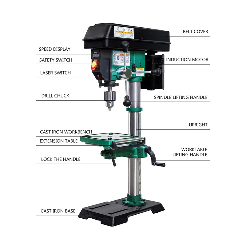 12 inch adjustable speed drilling machine with laser / digital desktop type bench woodworking bench drill HD3000