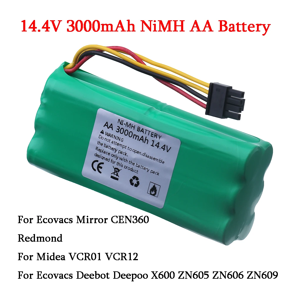 14.4V Ni-MH 3000MAH Rechargeable battery for Ecovacs Deebot Deepoo X600 ZN605 ZN606 ZN609 Midea VCR01 Redmond Vacuum Cleaner