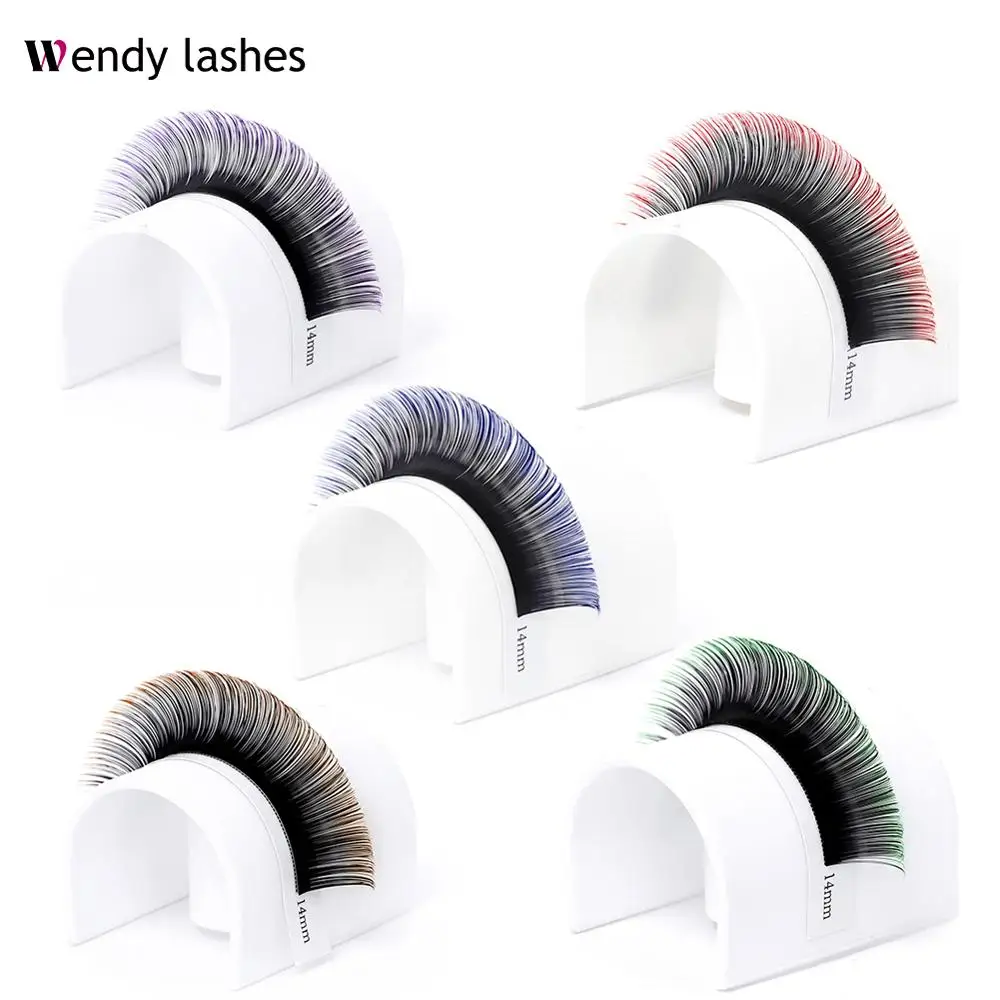 WendyLashes Eyelashes Makeup Mink Lashes Ombre Color Purple Blue Gradient Color Eyelash Extension Premium Faux Cils Soft Mink