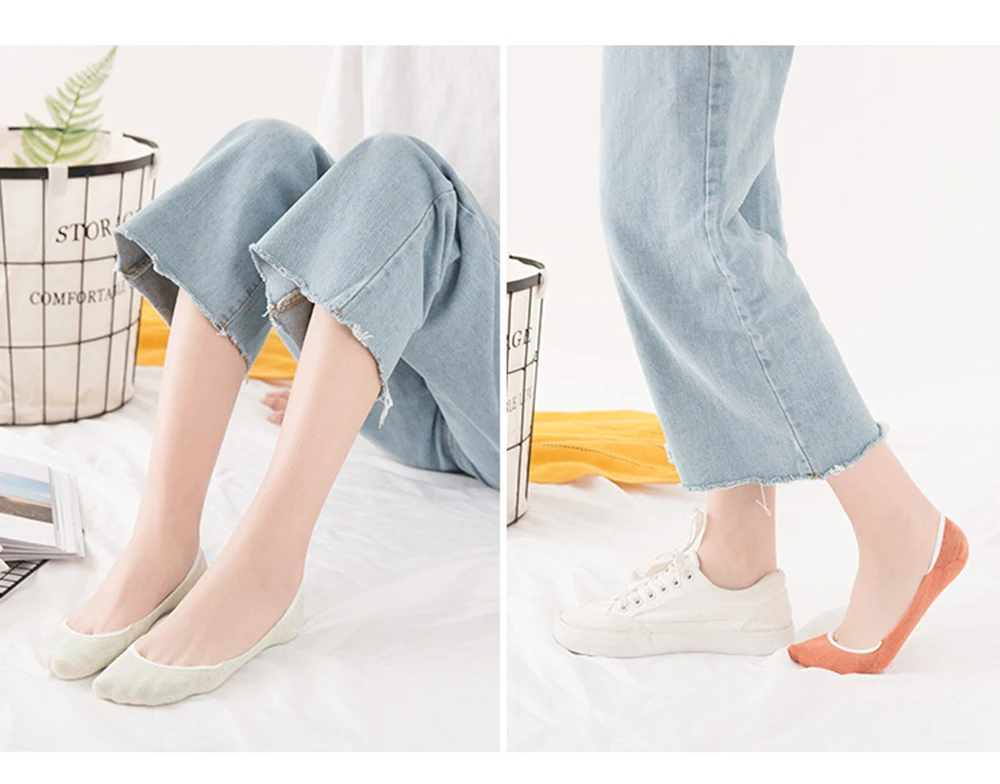 10 Paar unsichtbare Socken für Damen, Hausschuhe, kurze Söckchen-Set, modische Damen-Frau-Packung, einfarbig, Baumwolle, rutschfest, No-Show-Socken – Detail 16