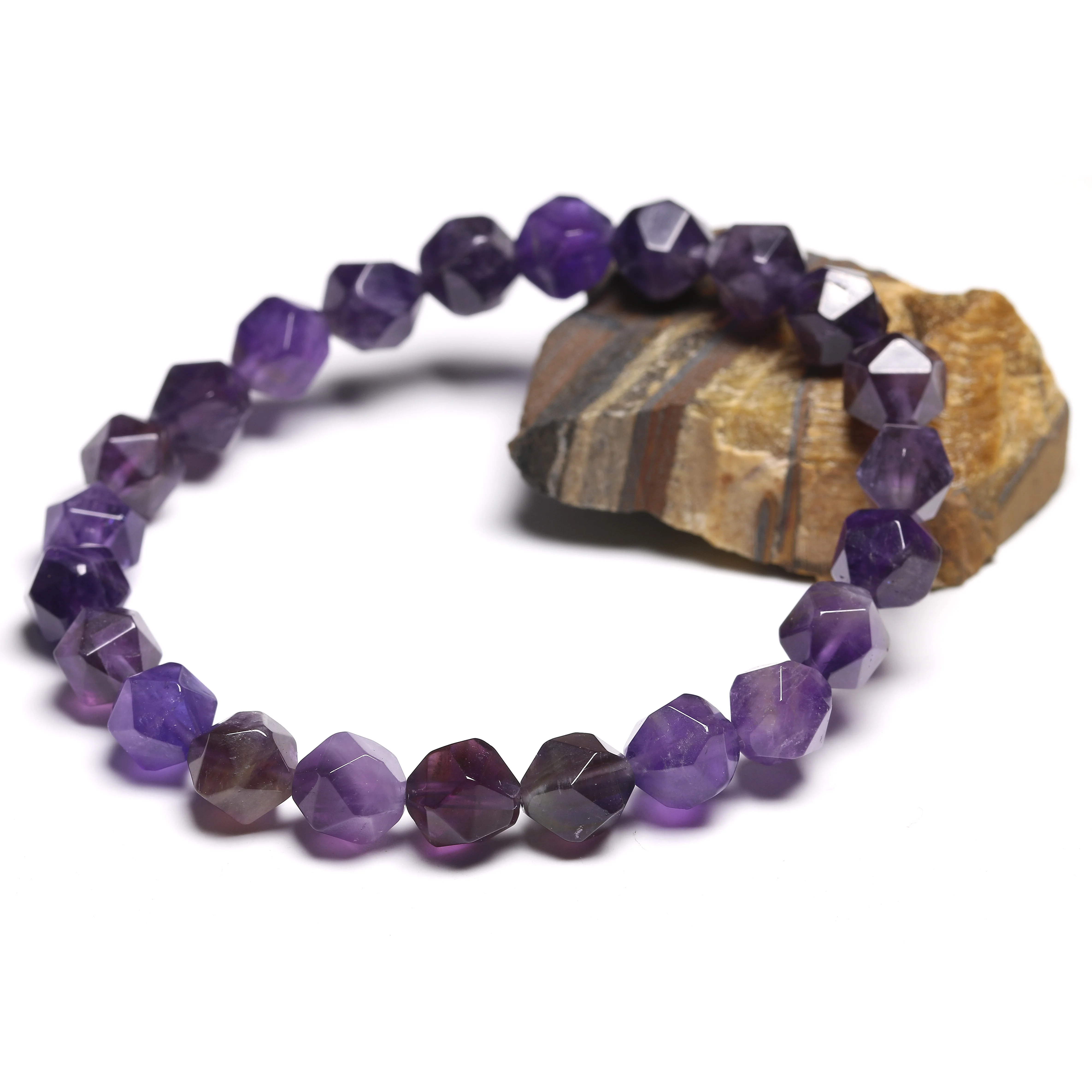 Women Bracelets Natural Amethyst Bracelet Cut Surface Couple Natural Stone Bracelet