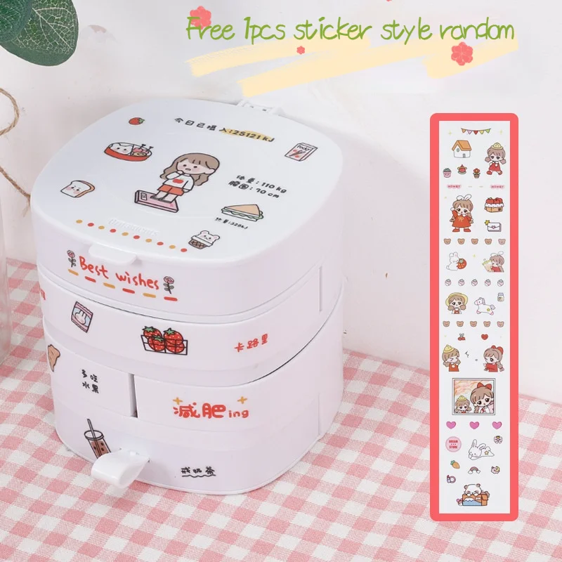 

Jewelry Box Ins Rotating Household Multi-layer Small Exquisite Earrings Storage Dustproof Jewelry Kawaii Cute Storage Box