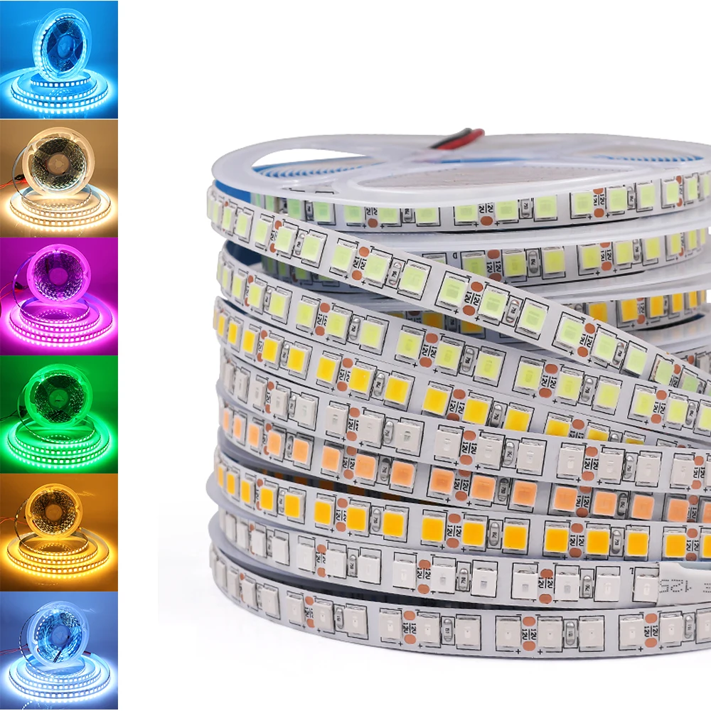 5054 LED Strip 12V 120LEDs/m IP21 IP65 Waterproof Flexible Ribbon Tape Light Lamp with DC Connector Warm White Cold White Blue