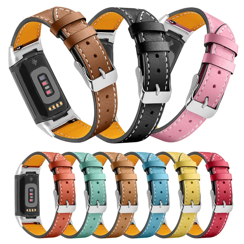 For Fitbit charge 6 5 strap Leather band High Quality Colorful Women Men smart watch band for fitbit charge 5 6 bracelet correa