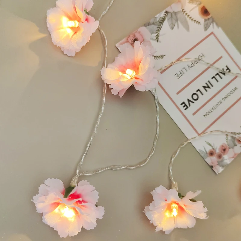 Pink Cherry Blossom String Lights 1.5M 10LED Pink Flower Fairy Garland Lights Decoration Valentine\'s Day Spring Wedding Birthday