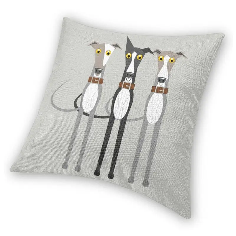 Custom Cute Greyhound Sighthound Dog Square Throw Pillow Case Home Decorative 3D Printed Whippet Puppy Cushion Cover for Sofa