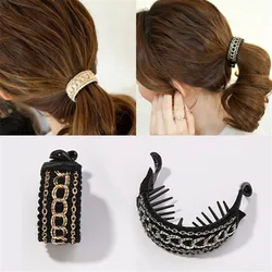 Fashion Luxury Women Chain Hair Clip Claw Headwear Barrettes Ponytail Holder Elegant Alloy Ties Banana Hair Accessories For Girl