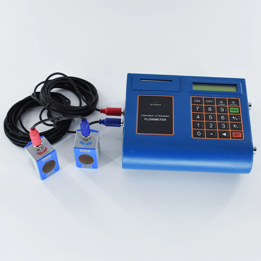 Portable Ultrasonic Flowmeter built-in printer Digital Liquid Flow Meter TUF-2000P DN50-700mm TM-1 Medium Transducer