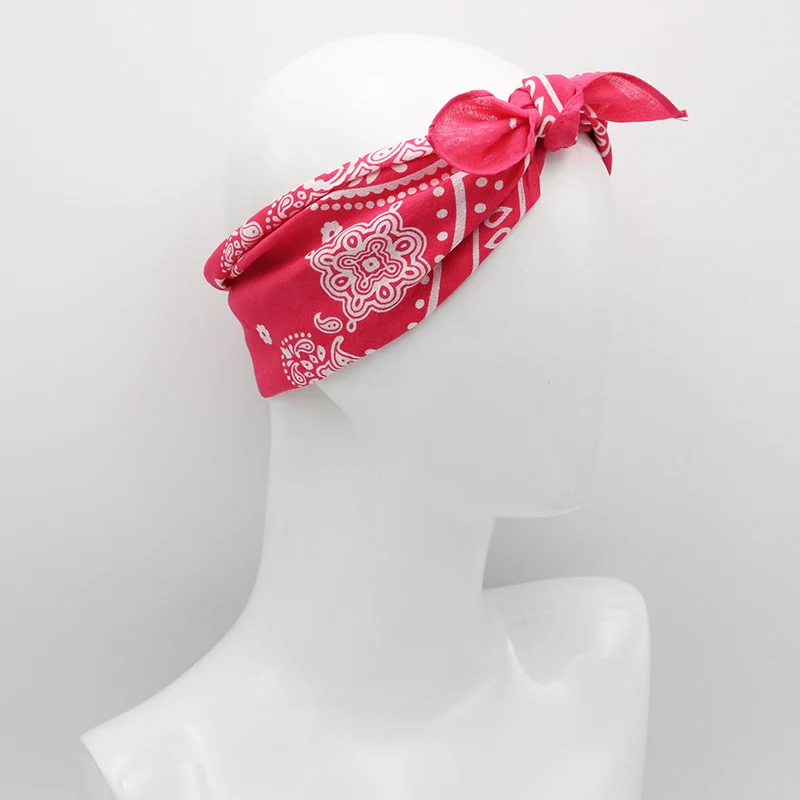 New Printed Cotton Bandanas women In Squares Scarf  For Girl Headband Handkerchief Headwear