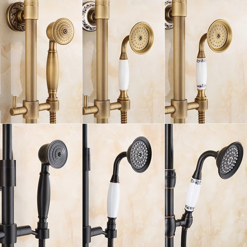ELLEN Antique Bronze Shower Head Hand Shower Hand Spray Shower Holder Copper Bathroom Antique Bathroom Accessories ELS04