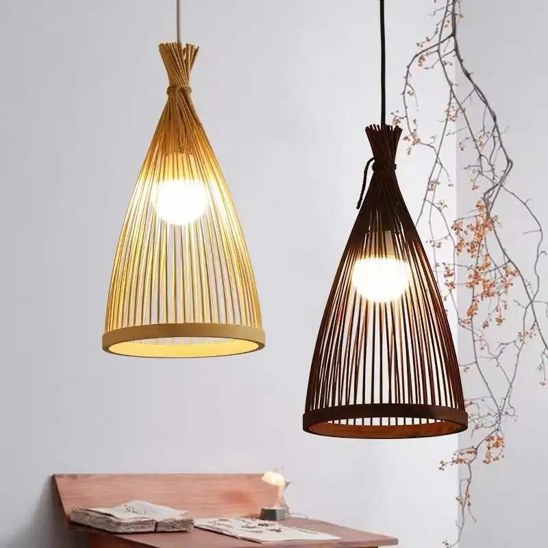 Bamboo Weaving Pendant Light  Chinese Living Room Hotel Hanging Lighting Hotpot Store Chandelier Bamboo Art Pendant Light