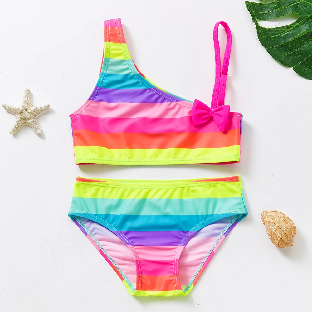 2~12Y Girls Swimsuit Two pieces Girls swimwear High quality Kids Bikini set Biquini Infantil Lovely Kids Beach wear-ST108MIX