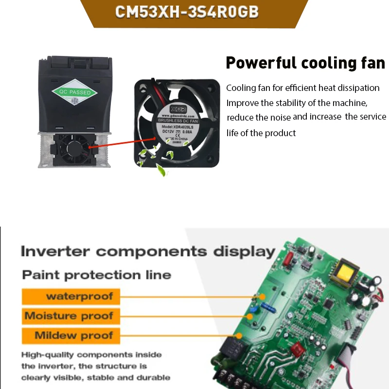 VFD frequency converter CNC spindle motor speed controller 220V single phase input 2.2KW CM53XH-3S2R2GB frequency converter 60Hz