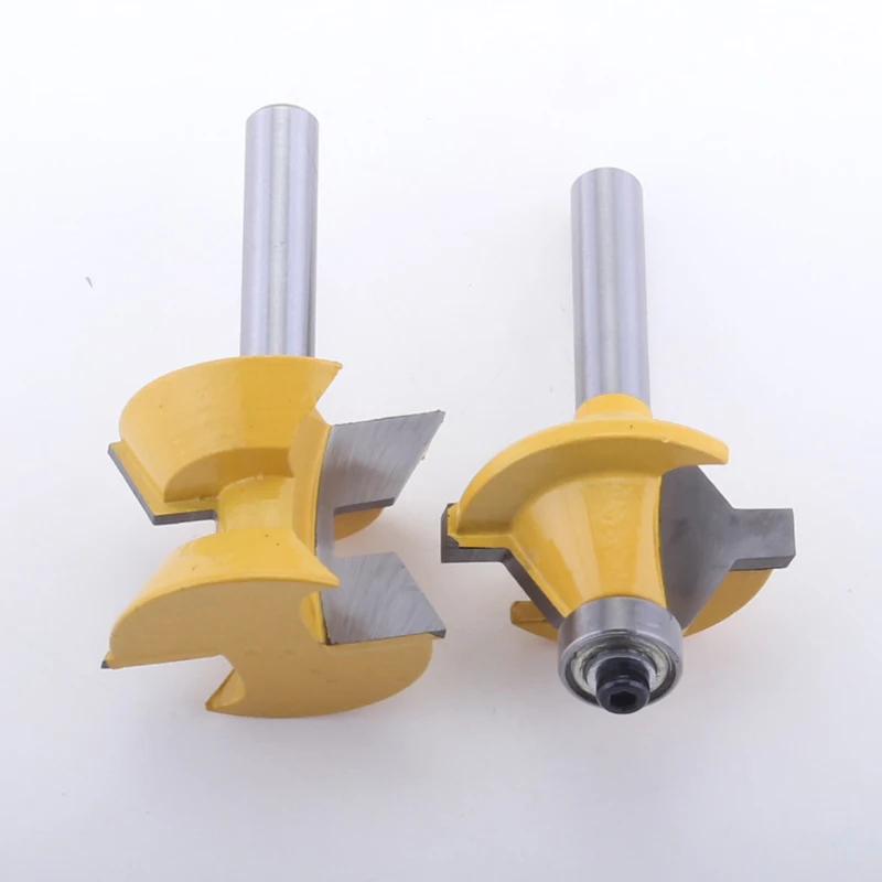 CHWJW 2PC 8mm Shank Tongue and Groove Edge Banding Router Bit Set Wood Cutting Tool