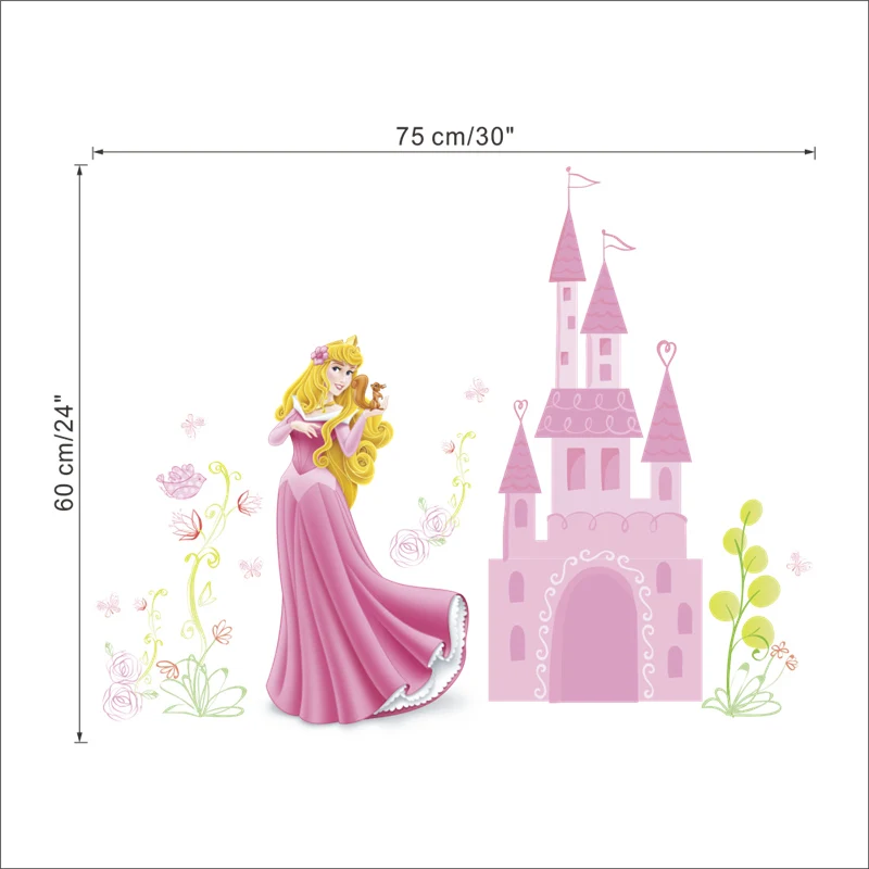 Aurora Princess Fantastic Castle Wall Stickers For Kids Room Home Decorations Diy Anime Mural Art Cartoon Pvc Wall Decal