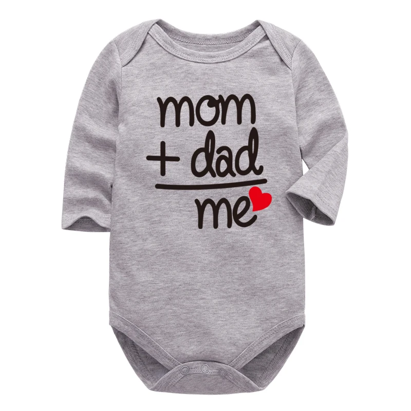 Baby Boys Girls Romper Cotton Long Sleeve Letter Print I Love Mom & Dad Jumpsuit Infant Clothing Newborn Baby Clothes