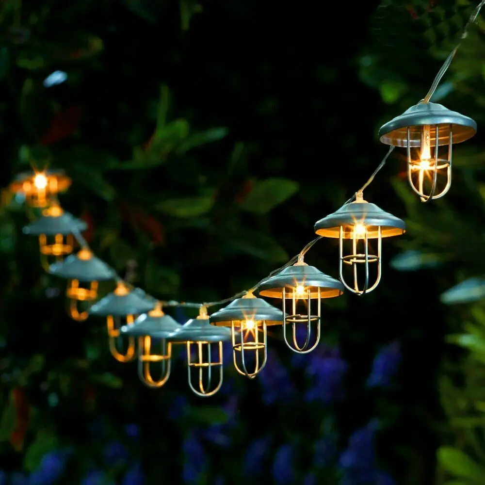 LED String Lichter Retro Lampenschirm String Fairy Lichter Batterie Betrieben Schmiedeeisen Rose Gold Urlaub Beleuchtung für Cafe Party