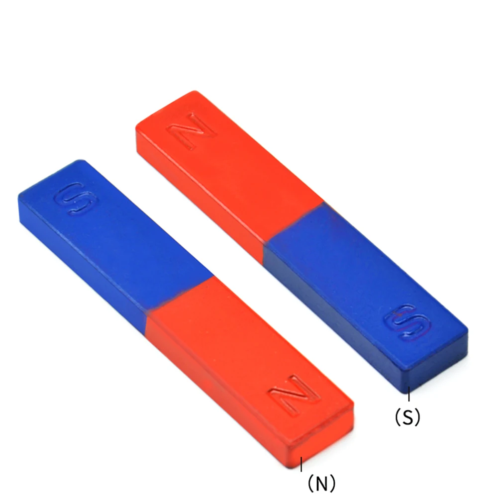Students 2Pcs Set Bar Magnet Experiment Tool Pole Teaching Tool Red Blue Painted N S Bar Magnet Physical Kids Toy