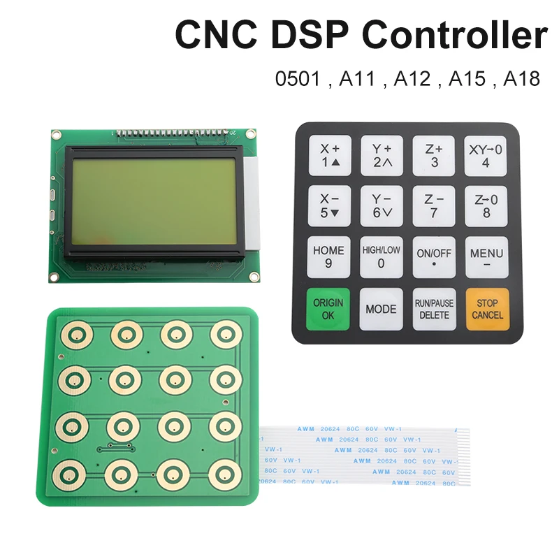 Richauto 0501 A11 A12 A15 A18 DSP Handle ปุ่มปุ่มฟิล์มเปลือกและจอแสดงผล CNC งานไม้แกะสลัก Controller อะไหล่