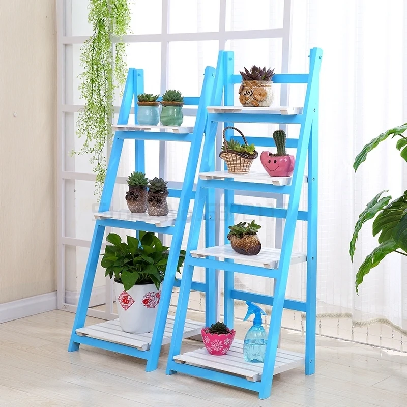 Folding Plants Stand 3/4 Tier Ladder Shelf Wood Bookshelf Storage Rack Home Garden Deco Plants Stand Flower Pot Rack