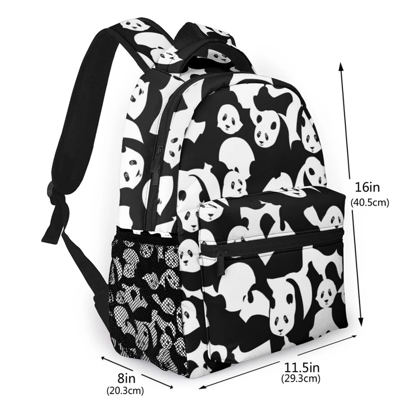 WHEREISART Men Backpack 15.6 Laptop Bag Boys Travel White Black Panda Pattern For Women Teenagers School Bagpack Rucksack 2021