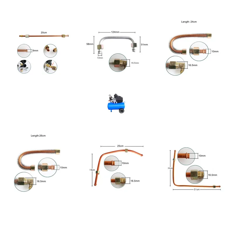 Small Air Compressor Straight On-line Machine Oil-Air Pump Accessories Aluminum Connecting Pipe