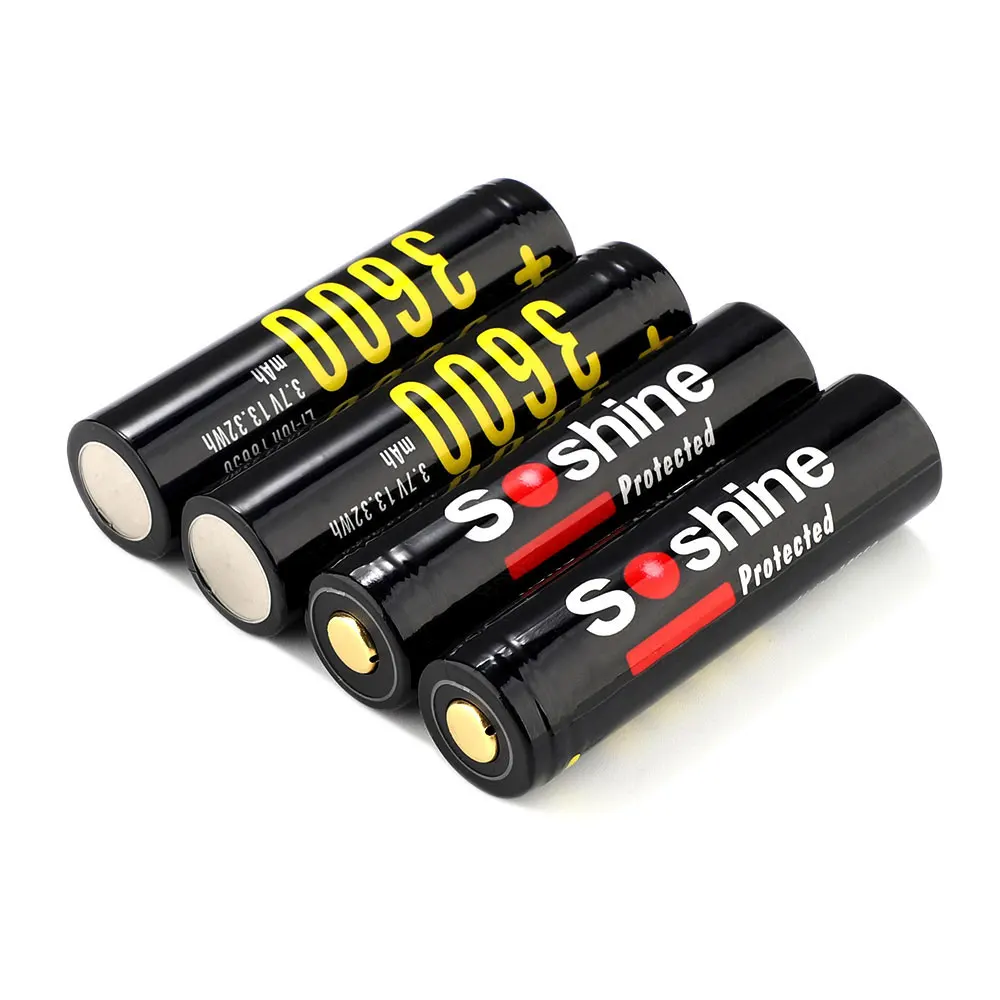 Soshine High Capacity 18650 3.7V 3600mAh Rechargeable Battery Protected High Discharge Li-ion Batteries Battery box