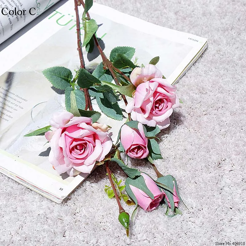 2024 Korean dreamy rose branch silk artificial flowers Valentine\'s day wedding flores
