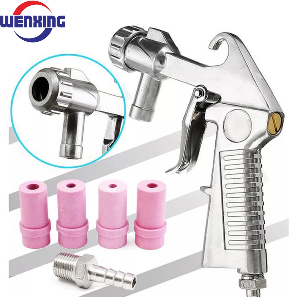 Sandblaster Feed Blast Spray Gun Sandblasting Gun Abrasive Tool Ceramic Nozzles Tips Kit Pneumatic Tools