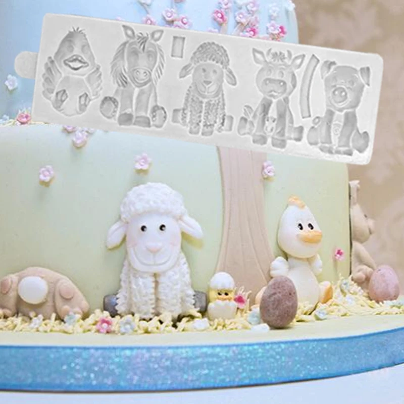 Farm Animals Molds Fondant Cake Decorating Tools Silicone Molds Sugarcrafts Chocolate Baking Tools for Cakes Gumpaste Form