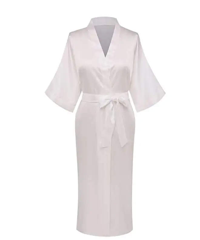 

Plus Size S-XXXL Rayon Bathrobe Womens Kimono Satin Long Robe Sexy Lingerie Classic Nightgown Sleepwear with Belt