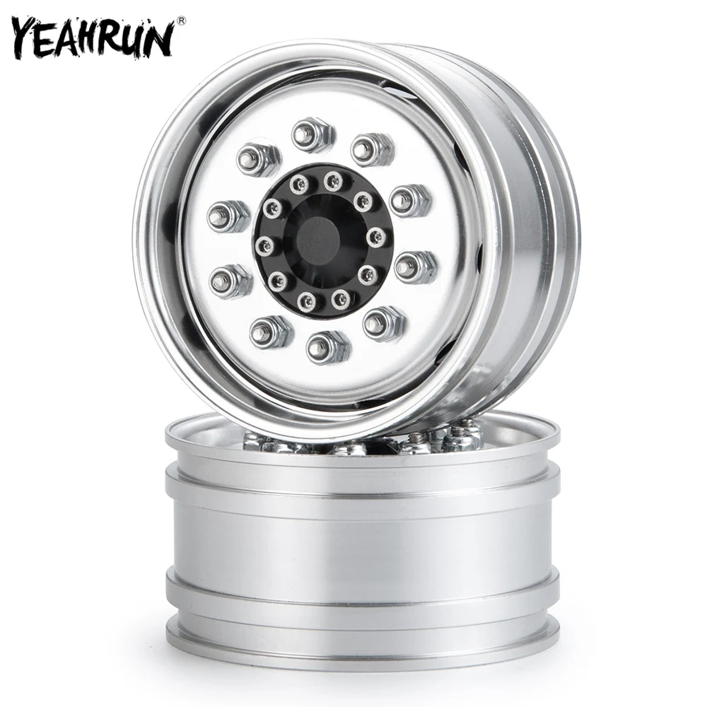 

YEAHRUN 2Pcs Metal Alloy Front Wheel Hub Rim For 1/14 Tamiya RC Truck Car Trailer Tractor