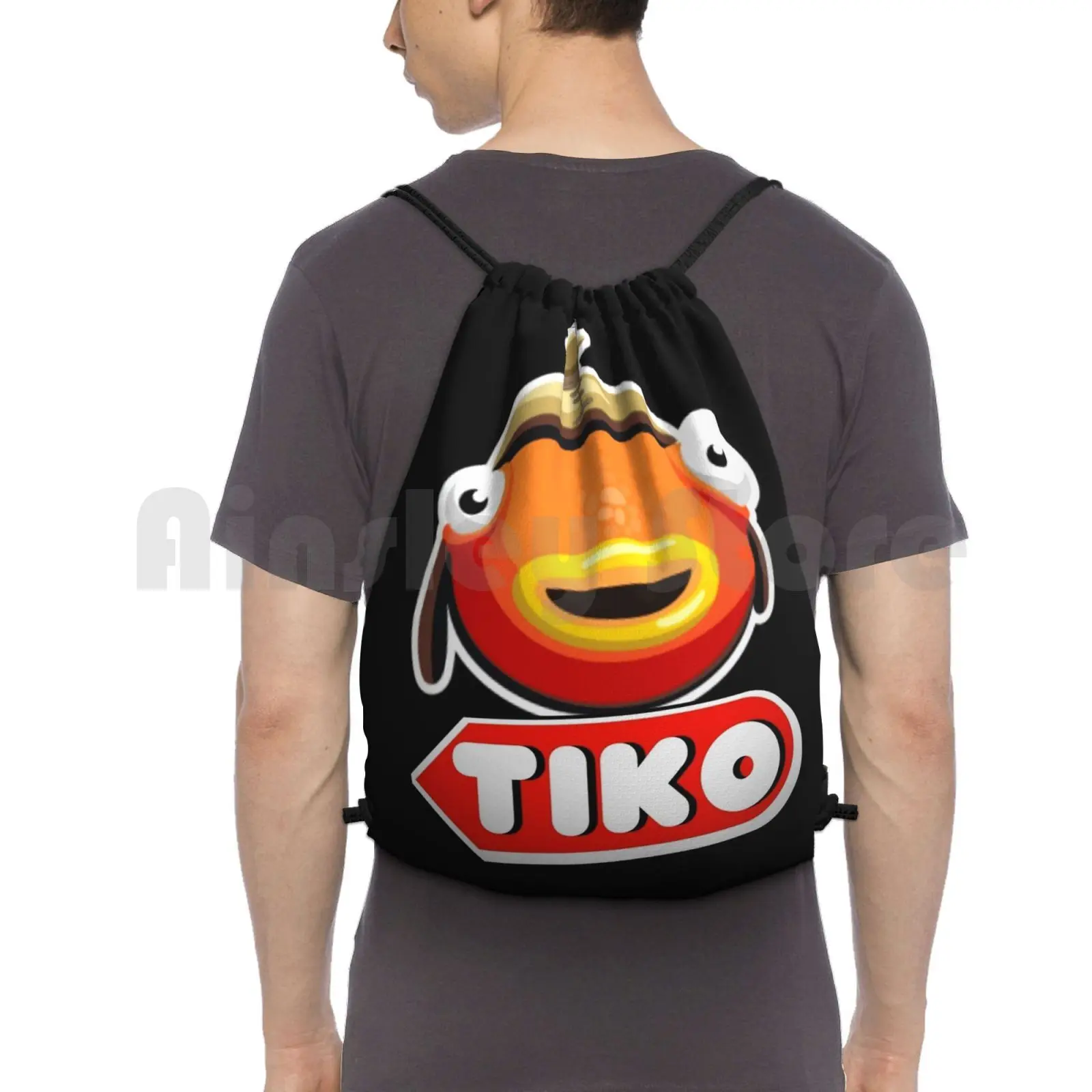 

Tiko-Fish Backpack Drawstring Bags Gym Bag Waterproof Benjyfishy Benjifishy Benjy Fishy Benji Fishy Lazarbeam Lachlan