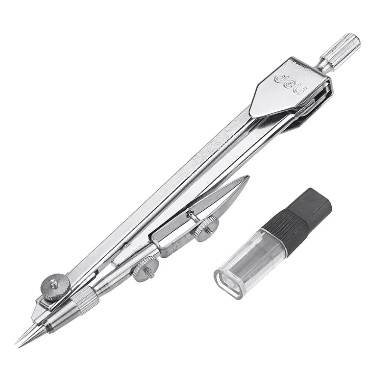 Deli-Brújula de dibujo de acero 8601, Herramientas de geometría para escuela, suministros para estudiantes