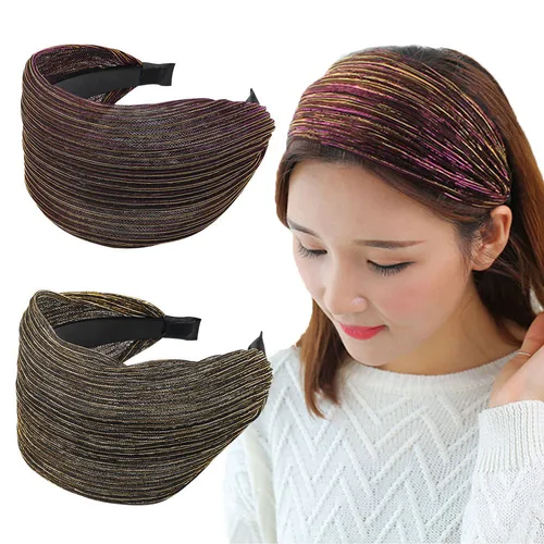 Imagen 2 del producto Diadema de encaje de lado ancho con degradado para mujer y niña, diadema sencilla transpirable antideslizante, accesorios para el cabello