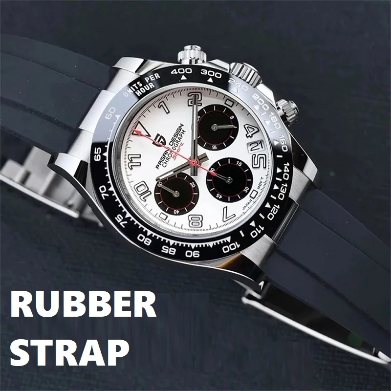 Pagani Design Mens Sport Japan Seiko Quartz Wristwatches 100M Waterproof Dive Staibnless Steel Case Chronograph Sapphire Crystal