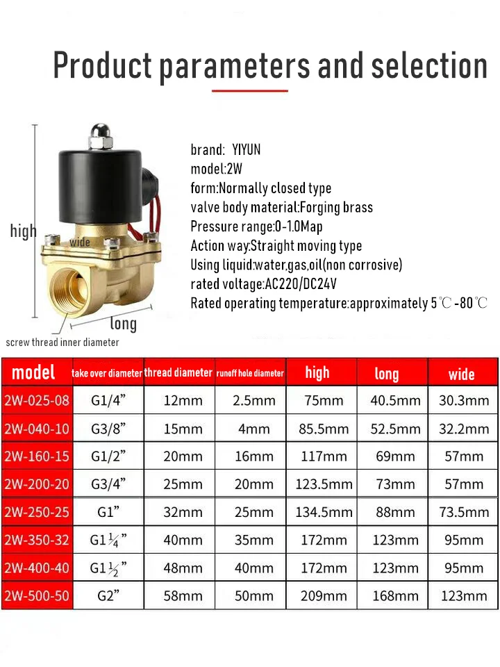 YIYUN Solenoid valve Water valve Control valve Electrically operated water valve 2V160-15 2V200-20 2V250-25 2V350-35 2V400-40