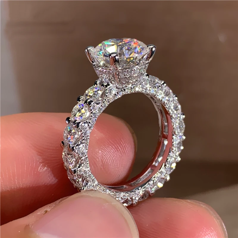 Custom Solid 10K Au417 White Gold Women Wedding Party Engagement Ring 1 2 3 4 5 Carat Round Moissanite Diamond Ring Luxury