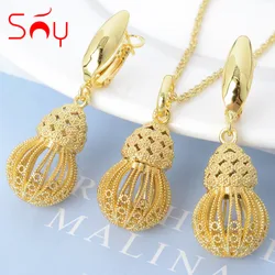 Sunny Jewelry Sets Hot Sale Hollow Drop Gourd Earrings Pendent Necklace For Women New Design For Daily Wear Wedding Party Gift