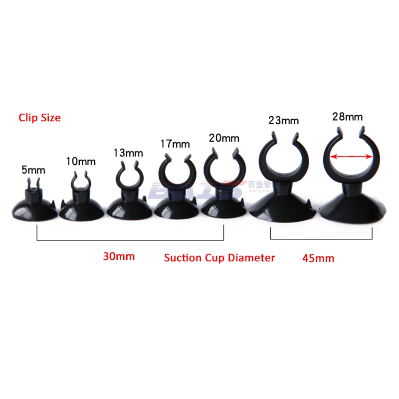 White/Black Aquarium Suction Cup Fish Tank Sucker Air Line Clip Pump Holder Hose Clamp 5,10,13,17,20,23,28mm Clip Inner Diameter